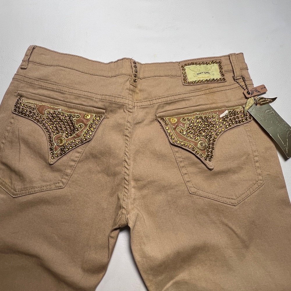 Robins Jean Women Pants 34 Taupe Slim Bootcut Studded USA MSRP $498 New Defects - Picture 16 of 16